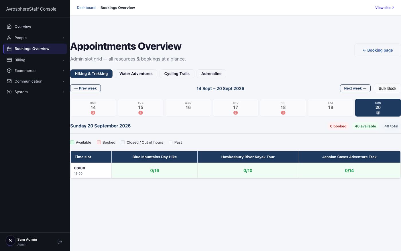 Bookings view